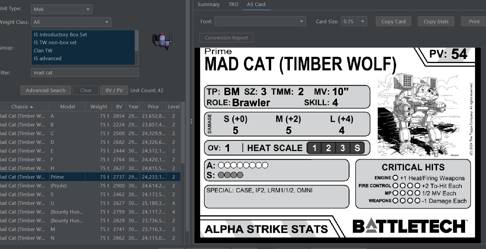 Alpha Strike Card Support (including MegaMekLab)