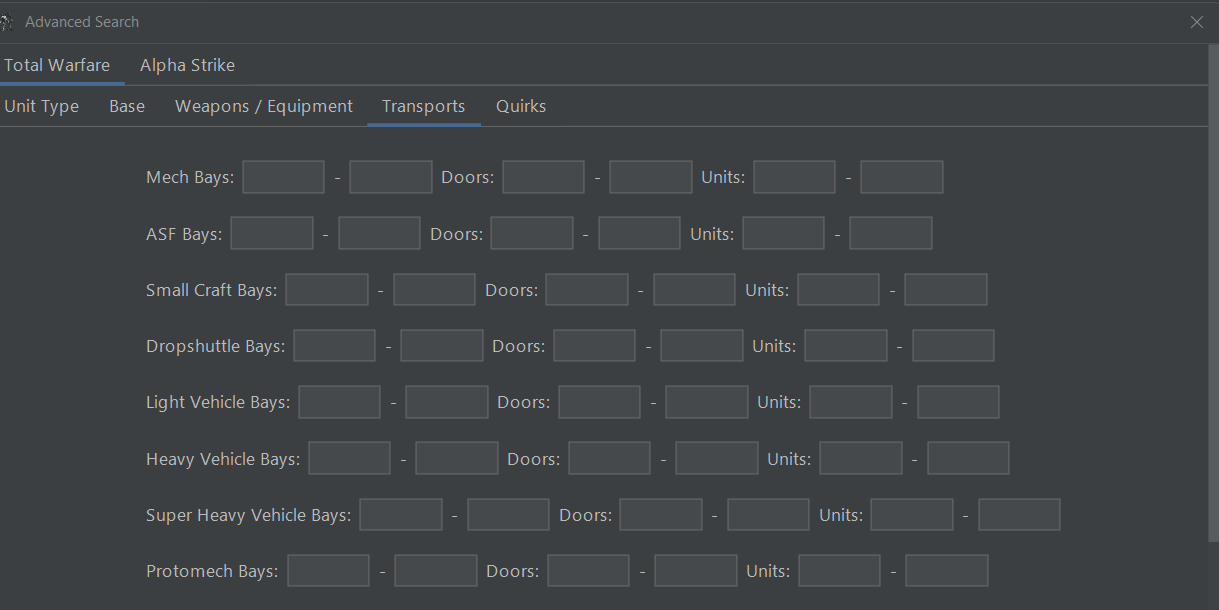 MegaMek Advanced Search - Unit
