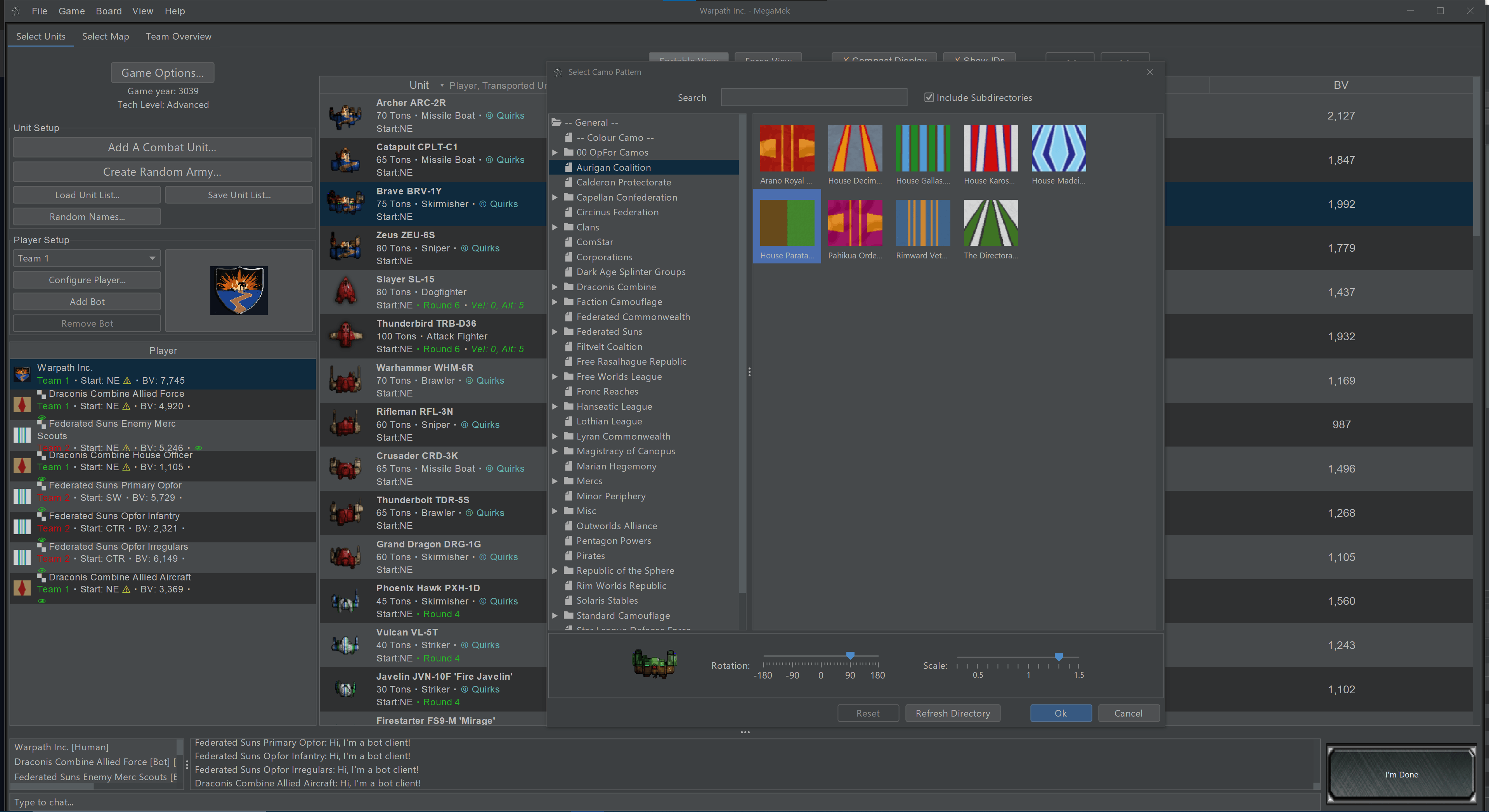 Lobby with update camo choices and selector