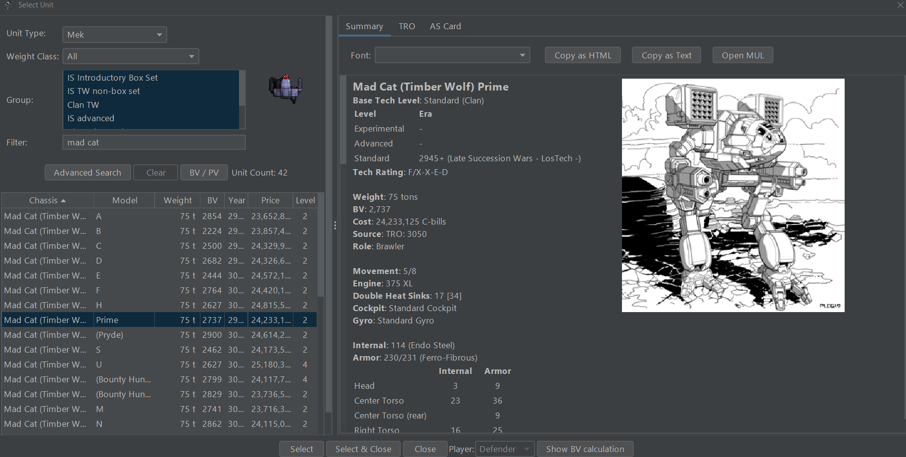 Detailed unit selector (fluff images not included)