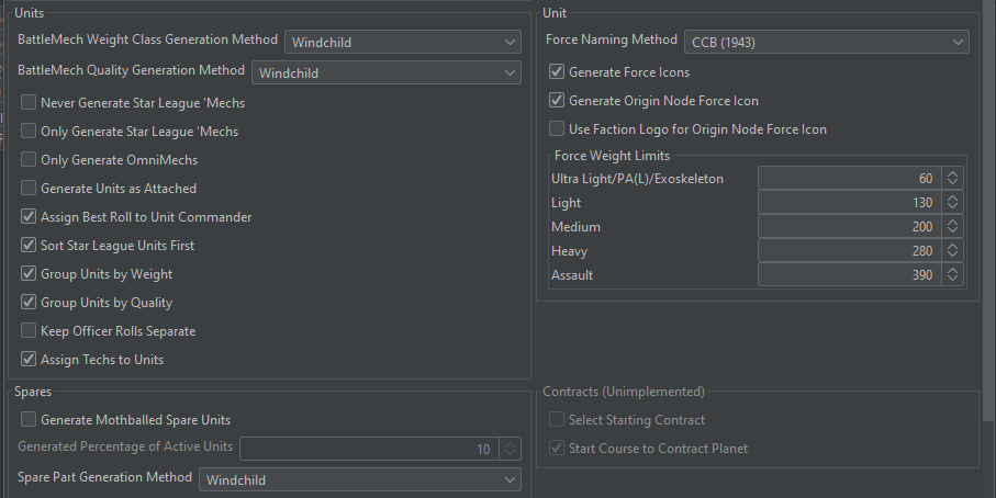 Company Generator - Options