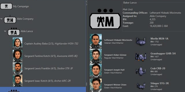 Company Generator - Produced ToE